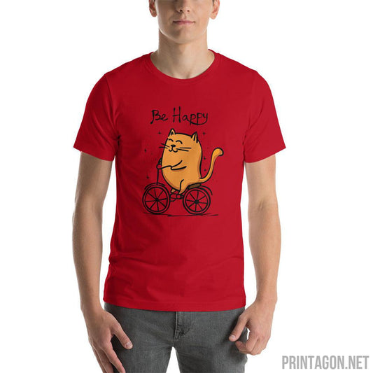 Printagon - Be Happy Cat - Unisex T-shirt -