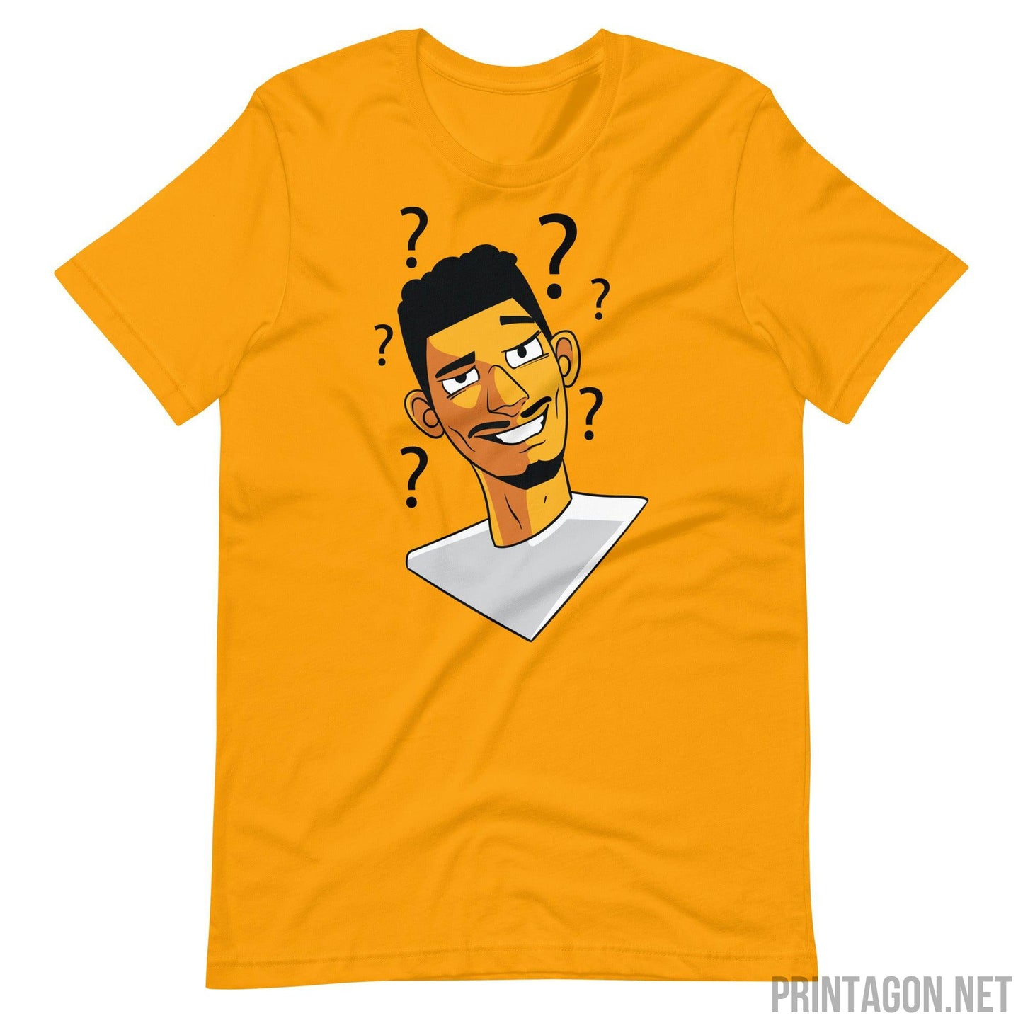 Printagon - Confused Man - Unisex T-shirt - Gold / S