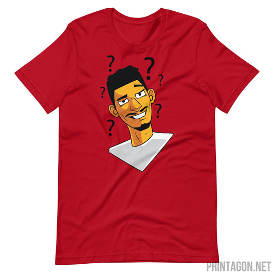 Printagon - Confused Man - Unisex T-shirt - Red / XS
