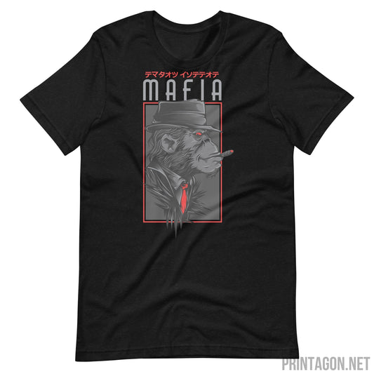 Printagon - Mafia Monkey T-shirt - Black Heather / XS