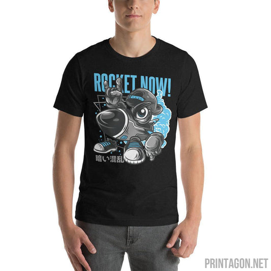 Rocket Now T-shirt - Black Heather / XS Printagon