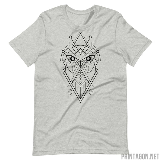 Sacred Geometric Owl - Unisex T-shirt - Athletic Heather / XS Printagon