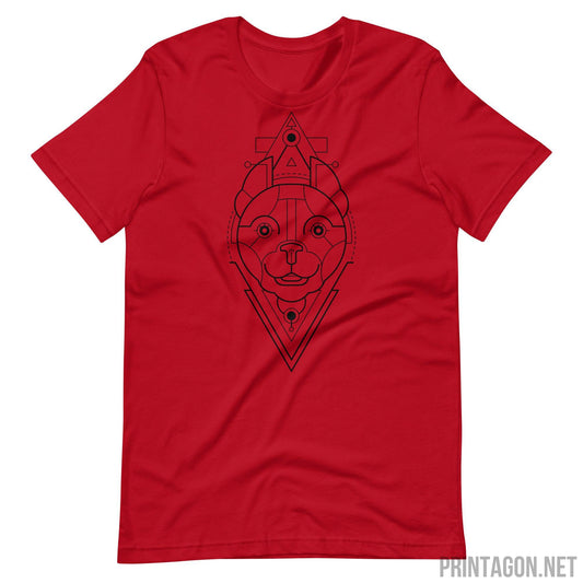 Sacred Geometric Pitbull - Unisex T-shirt - Red / XS Printagon