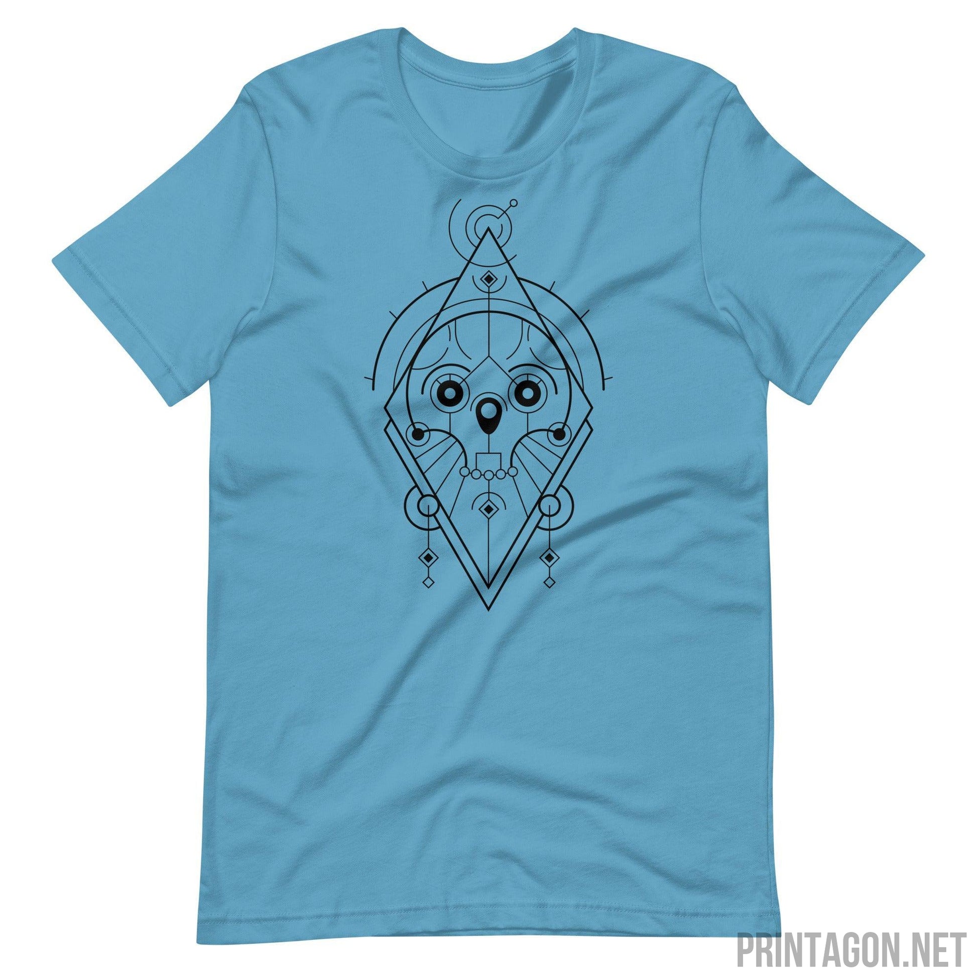 Sacred Geometric Skull - Unisex T-shirt - Ocean Blue / S Printagon