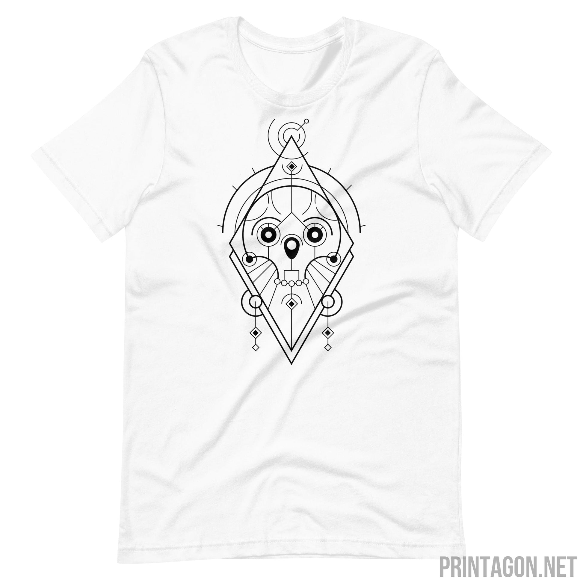 Sacred Geometric Skull - Unisex T-shirt - White / XS Printagon