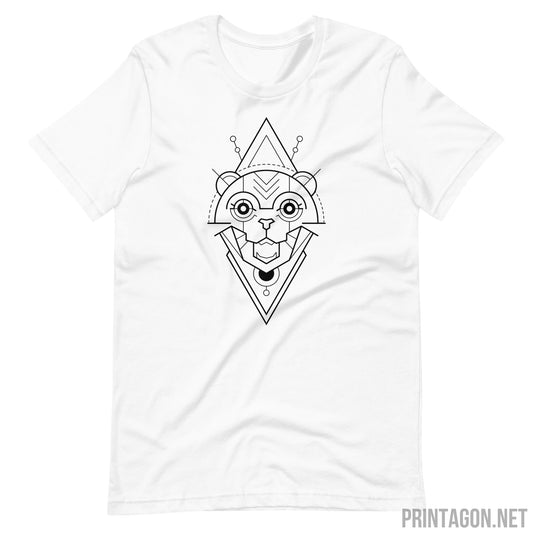 Sacred Geometry Cat - Unisex T-shirt - White / XS Printagon