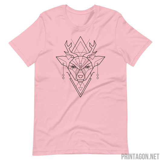 Printagon - Sacred Geometry Deer - Unisex T-shirt - Pink / S
