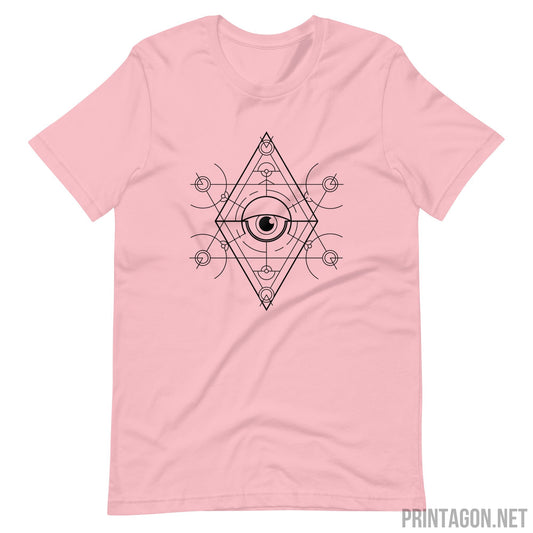 Sacred Geometry Eye - Unisex T-shirt - Pink / S Printagon