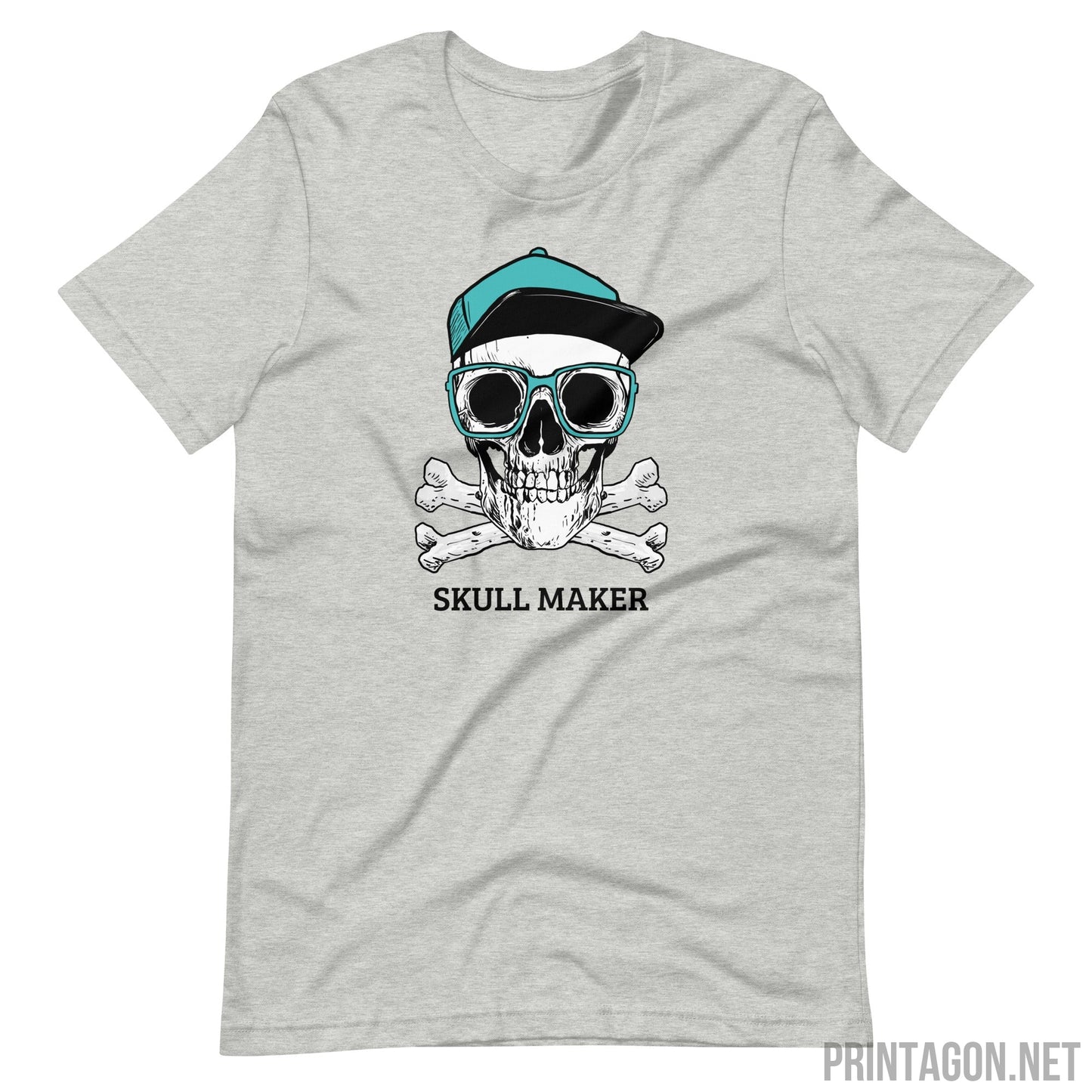 Printagon - Skull Maker with Glasses - Athletic Heather / XS