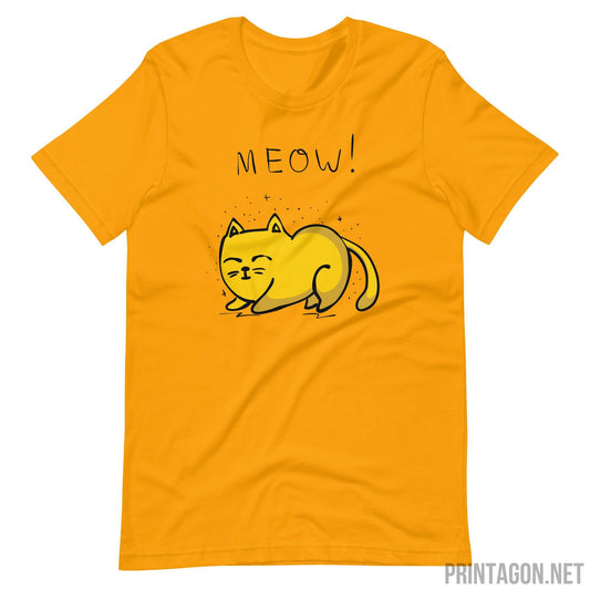 Printagon - Yellow Cat - Unisex T-shirt - Gold / S