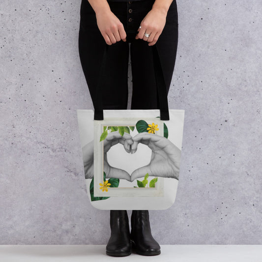 Printagon - Hands To Heart - All Over Print Tote Bag - Black
