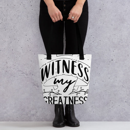 Printagon - Witness My Greatness - All Over Print Tote Bag - Black