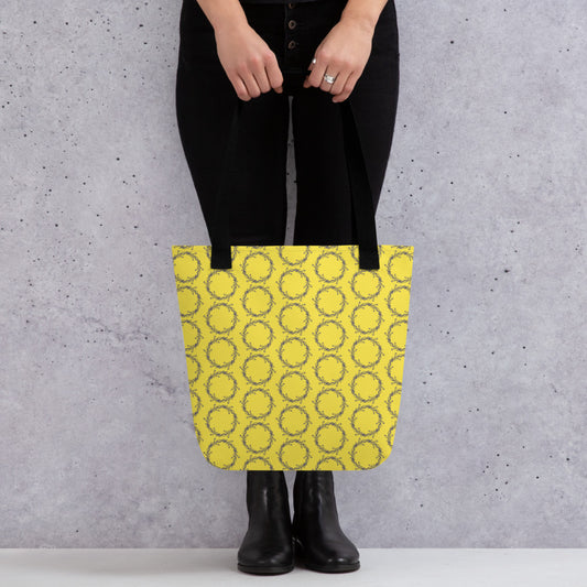 Printagon - Blooming Yellow - All Over Print - Tote bag - Black