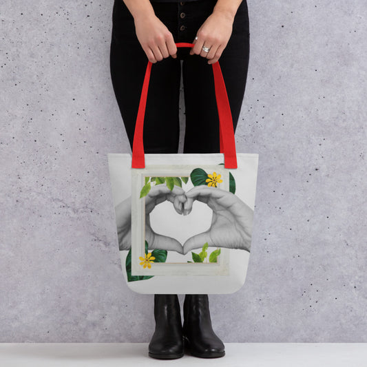 Printagon - Hands To Heart - All Over Print Tote Bag - Red