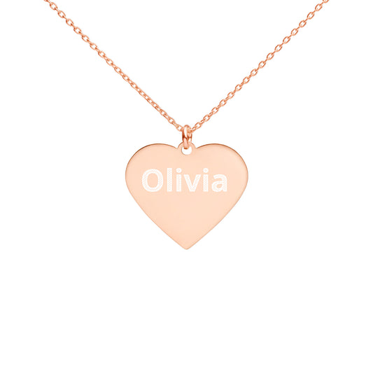 Printagon - Customizable Engraved Silver Heart Necklace -