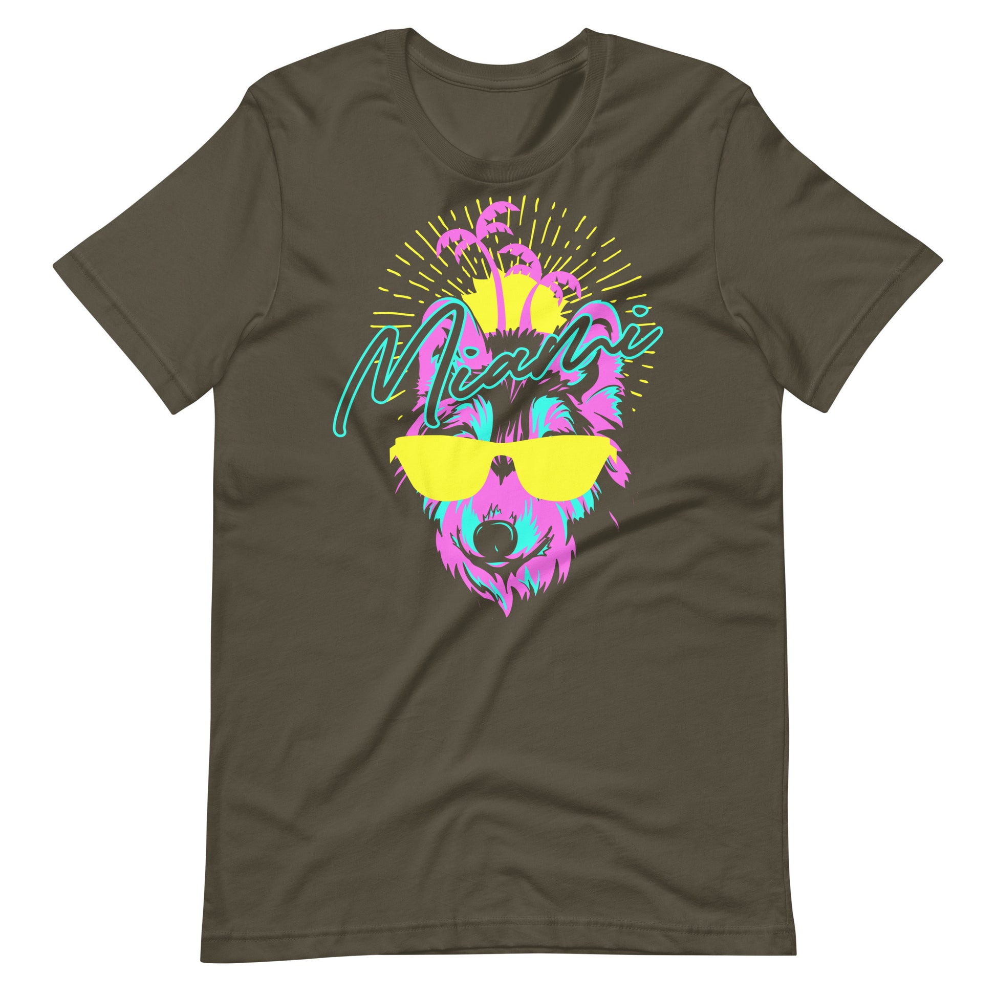 Printagon - Miami Wolf - Unisex T-shirt - Army / S