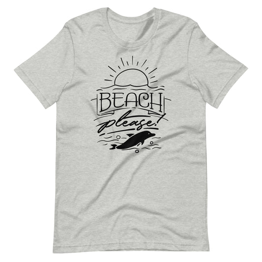 Printagon - Beach Please - Unisex T-shirt - Athletic Heather / XS