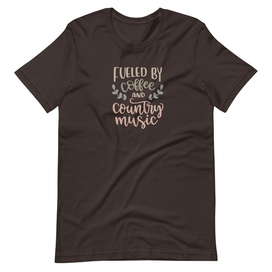 Printagon - Fueled By Coffee And Country Music - Unisex T-shirt - Brown / S