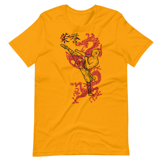 Red Chinese Dragon - T-shirt - Gold / S Printagon