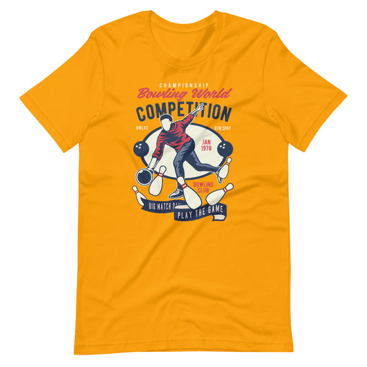 Printagon - Bowling world - Unisex T-shirt - Gold / S