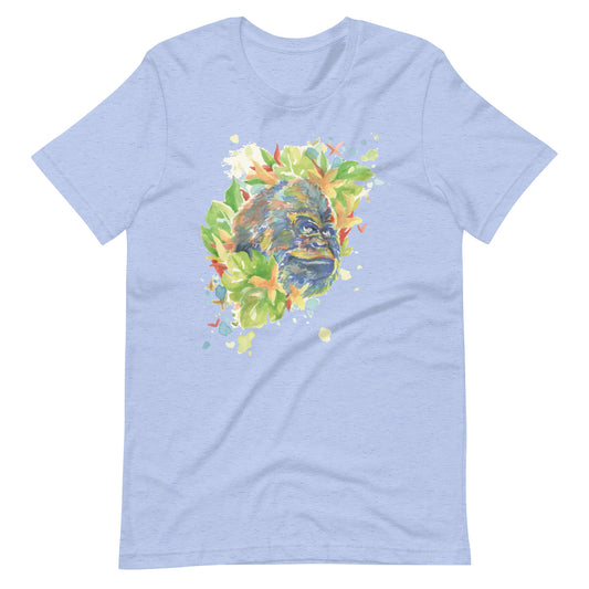 Printagon - Colorful Gorilla - Unisex T-shirt - Heather Blue / S