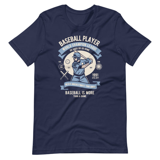Printagon - Baseball Player - Unisex T-shirt - Navy / XS