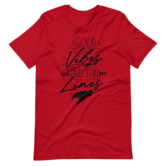 Printagon - Good Vibes Tan Lines - Unisex T-shirt - Red / XS