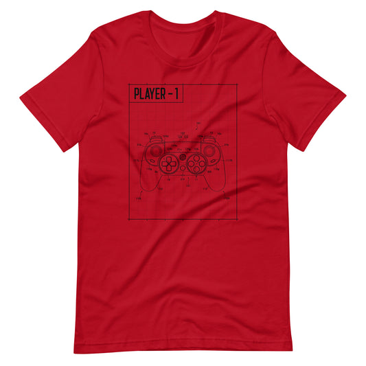 Player 1 Console - Unisex T-shirt - Red / XS Printagon