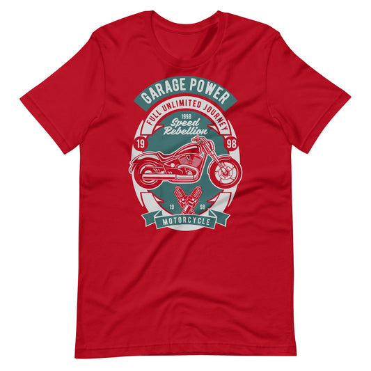 Printagon - Garage Power Motorcycle - T-shirt - Red / XS