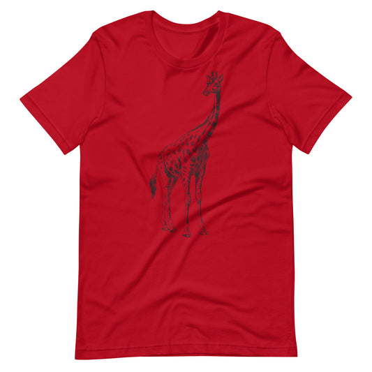 Printagon - Giraffe 002 - Unisex T-shirt - Red / XS