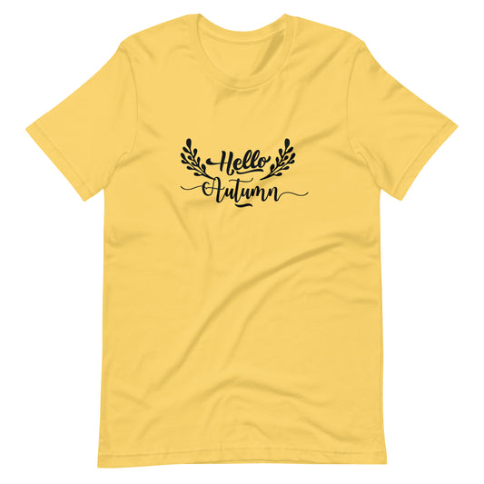 Printagon - Hello Autumn 002 - Unisex T-shirt - Yellow / S