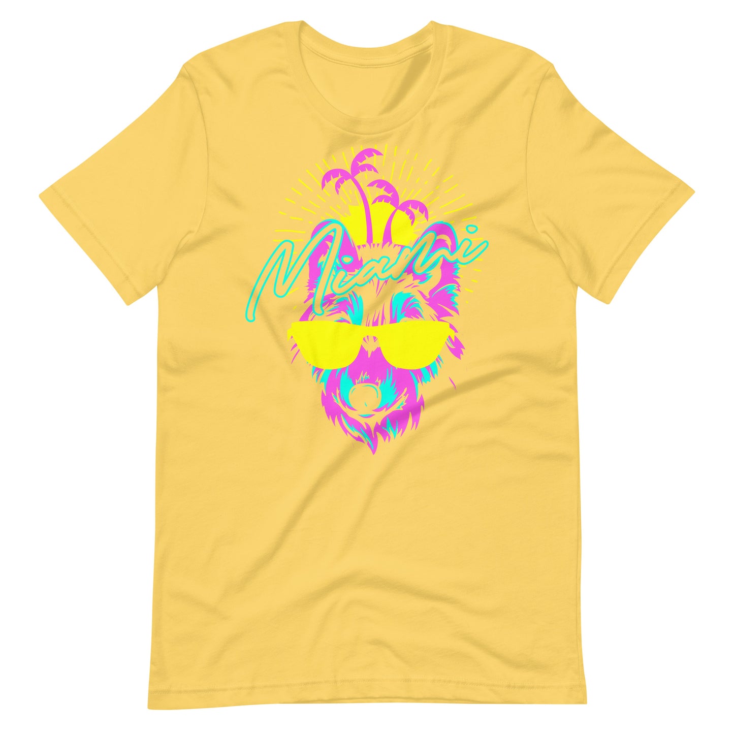 Printagon - Miami Wolf - Unisex T-shirt - Yellow / S
