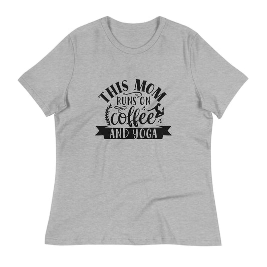 This Mom Runs In Coffee and Yoga - T-shirt - Athletic Heather / S Printagon