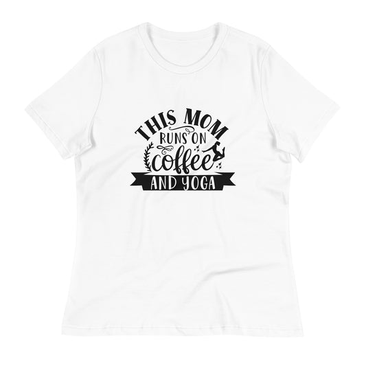 This Mom Runs In Coffee and Yoga - T-shirt - White / S Printagon