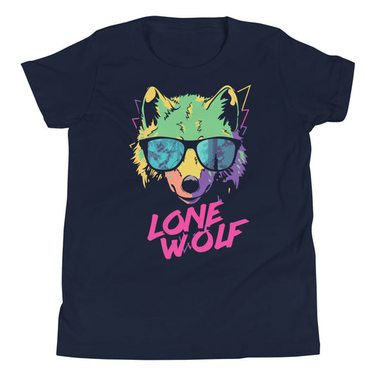 Printagon - Lone Wolf - Kids Unisex T-shirt - Navy / S