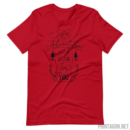 Printagon - Adventure Is Waiting For You - Unisex T-shirt - Red / XS