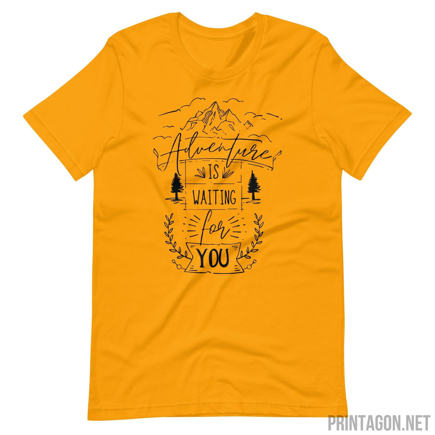 Printagon - Adventure Is Waiting For You - Unisex T-shirt - Gold / S