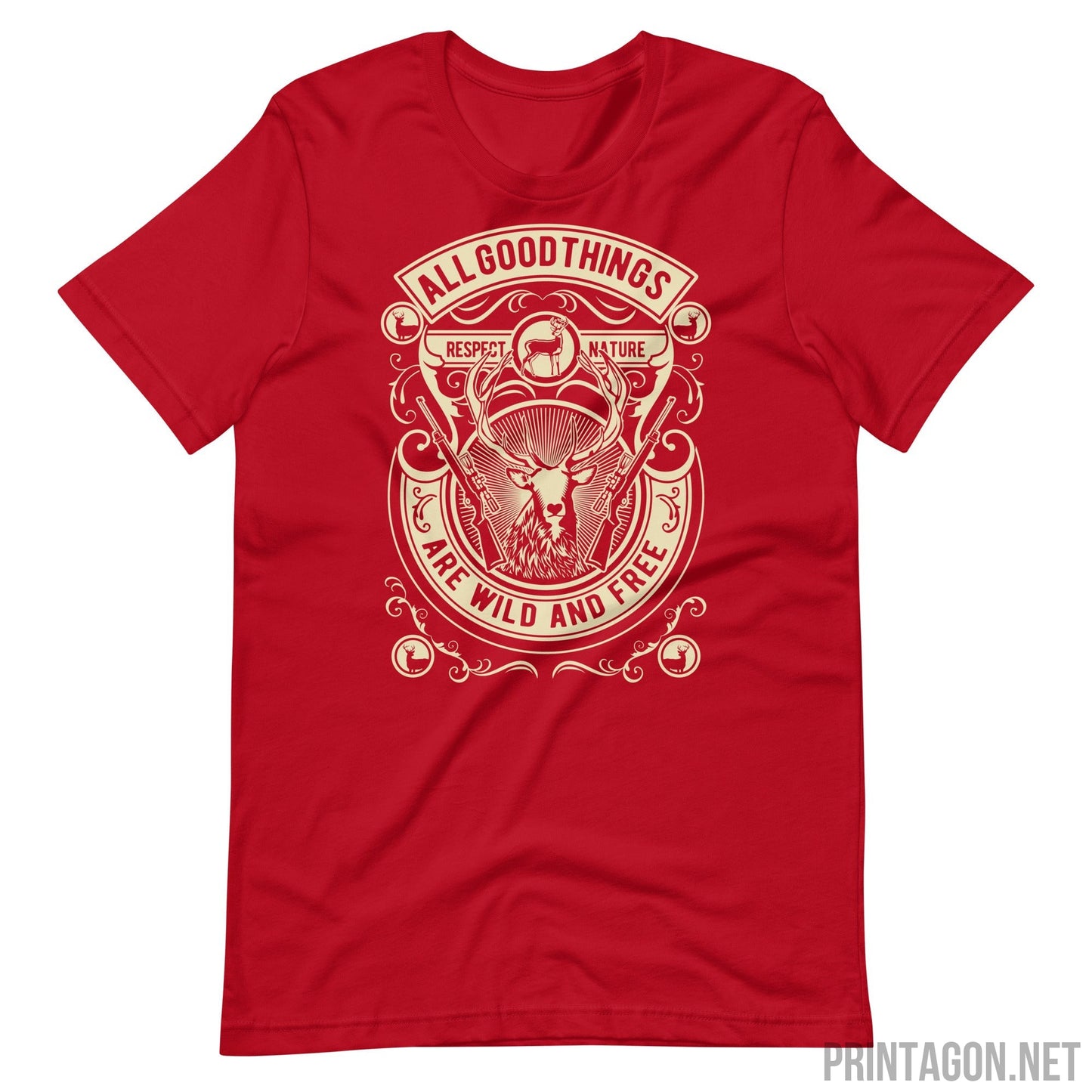 Printagon - All Good Things Are Wild And Free - Unisex T-shirt - Red / XS