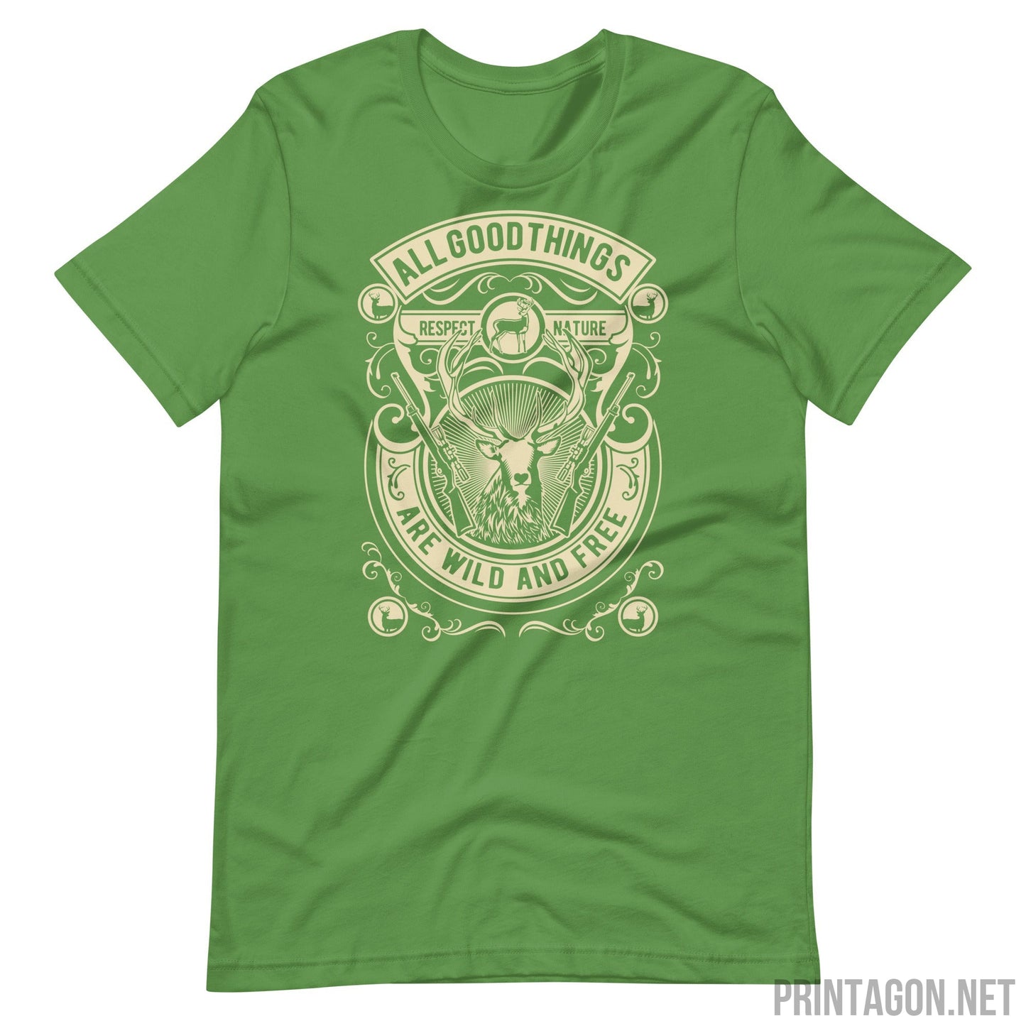 Printagon - All Good Things Are Wild And Free - Unisex T-shirt - Leaf / S