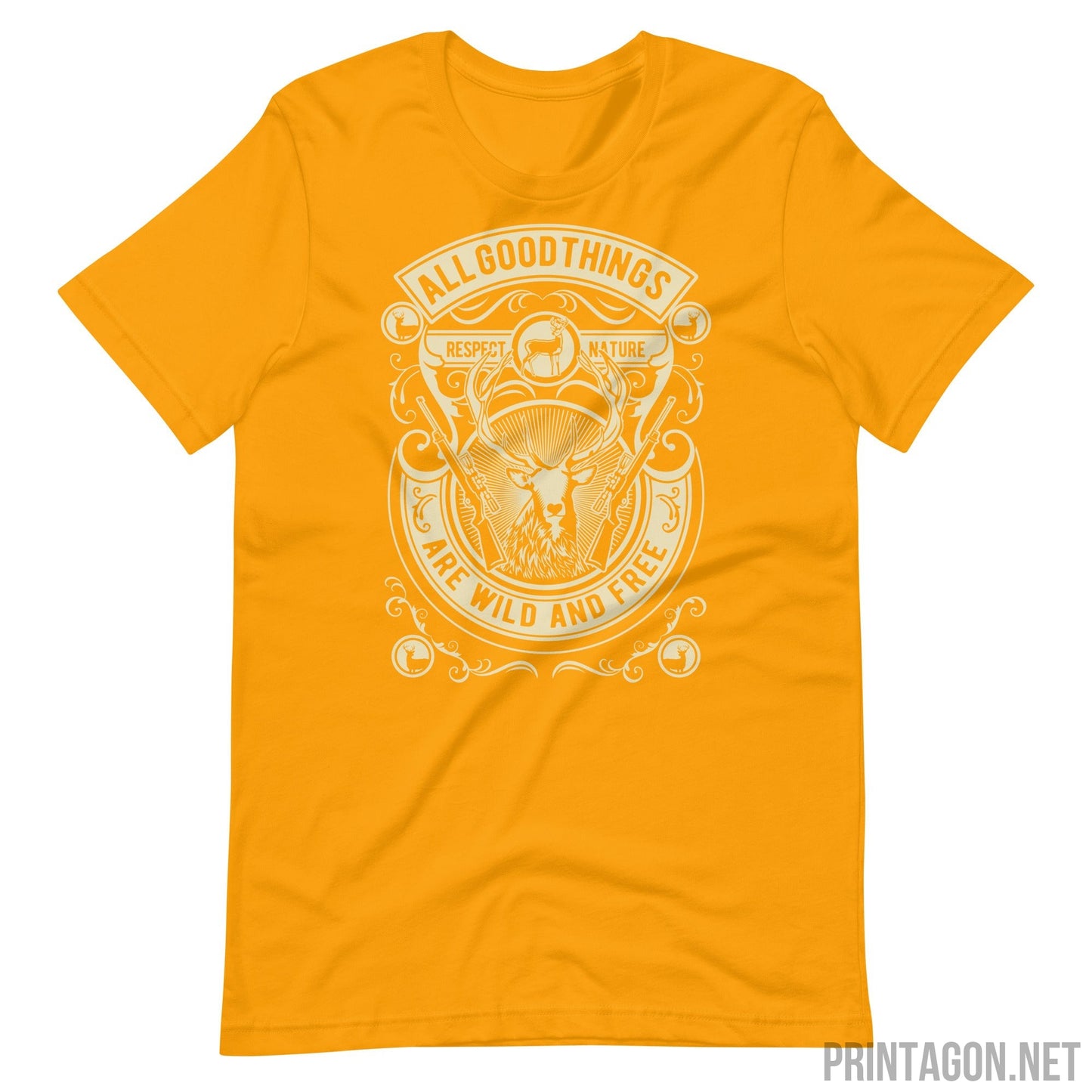 Printagon - All Good Things Are Wild And Free - Unisex T-shirt - Gold / S