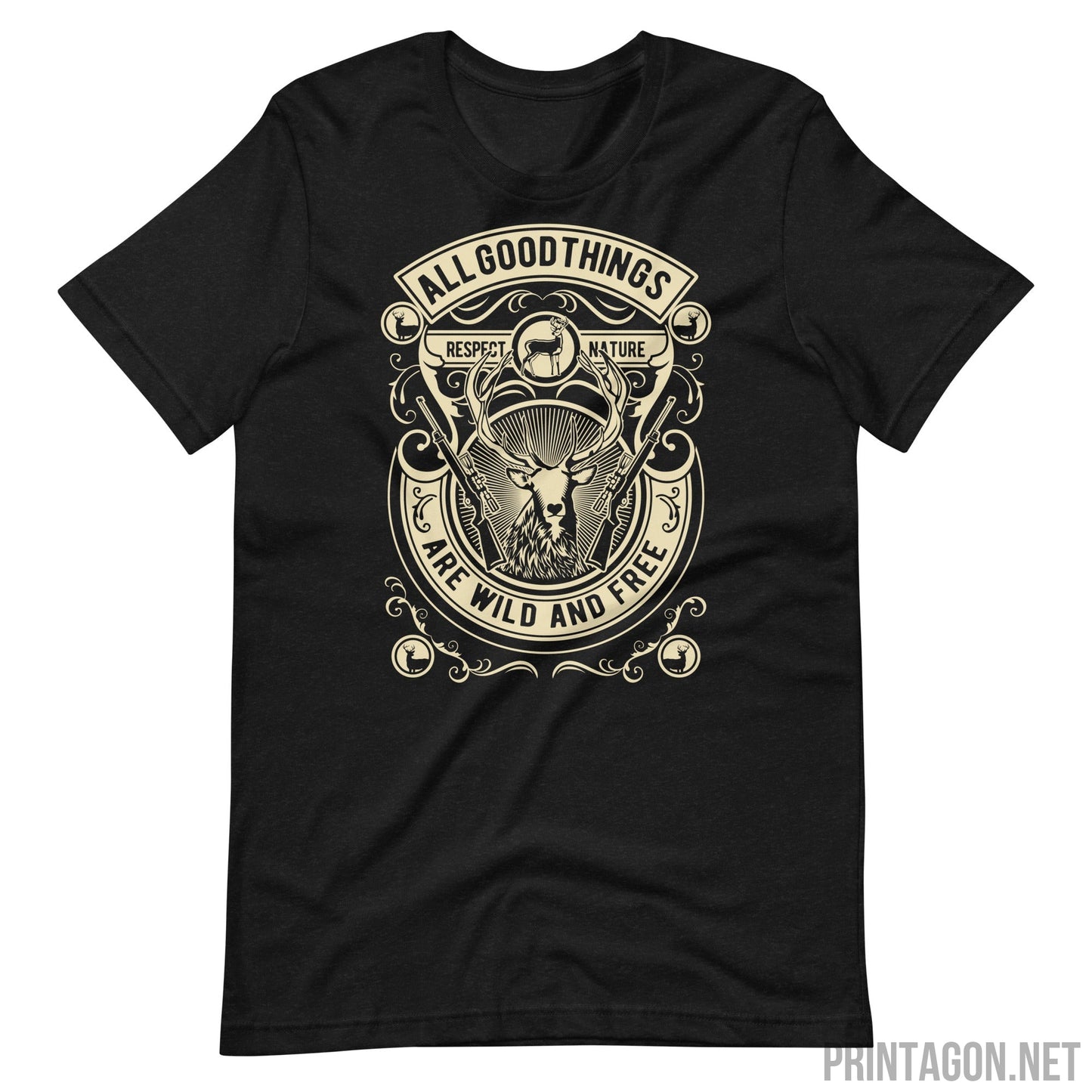 Printagon - All Good Things Are Wild And Free - Unisex T-shirt - Black Heather / XS