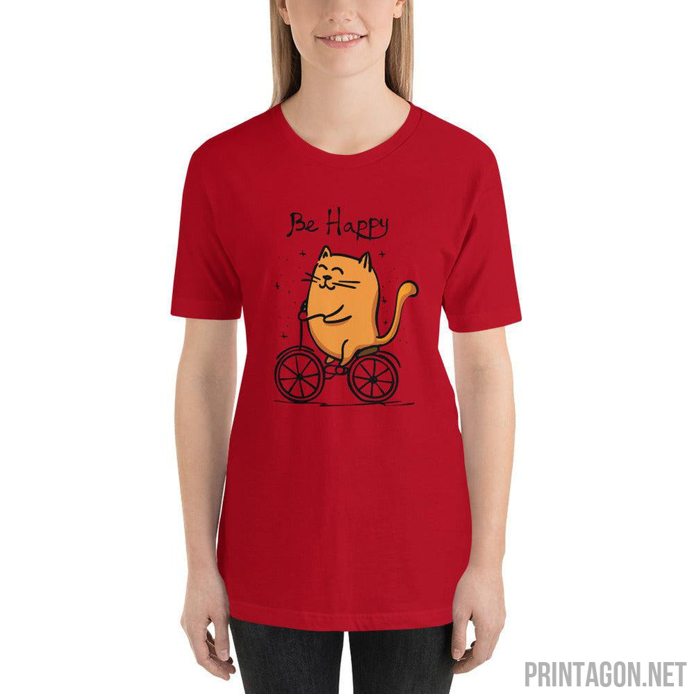 Printagon - Be Happy Cat - Unisex T-shirt -