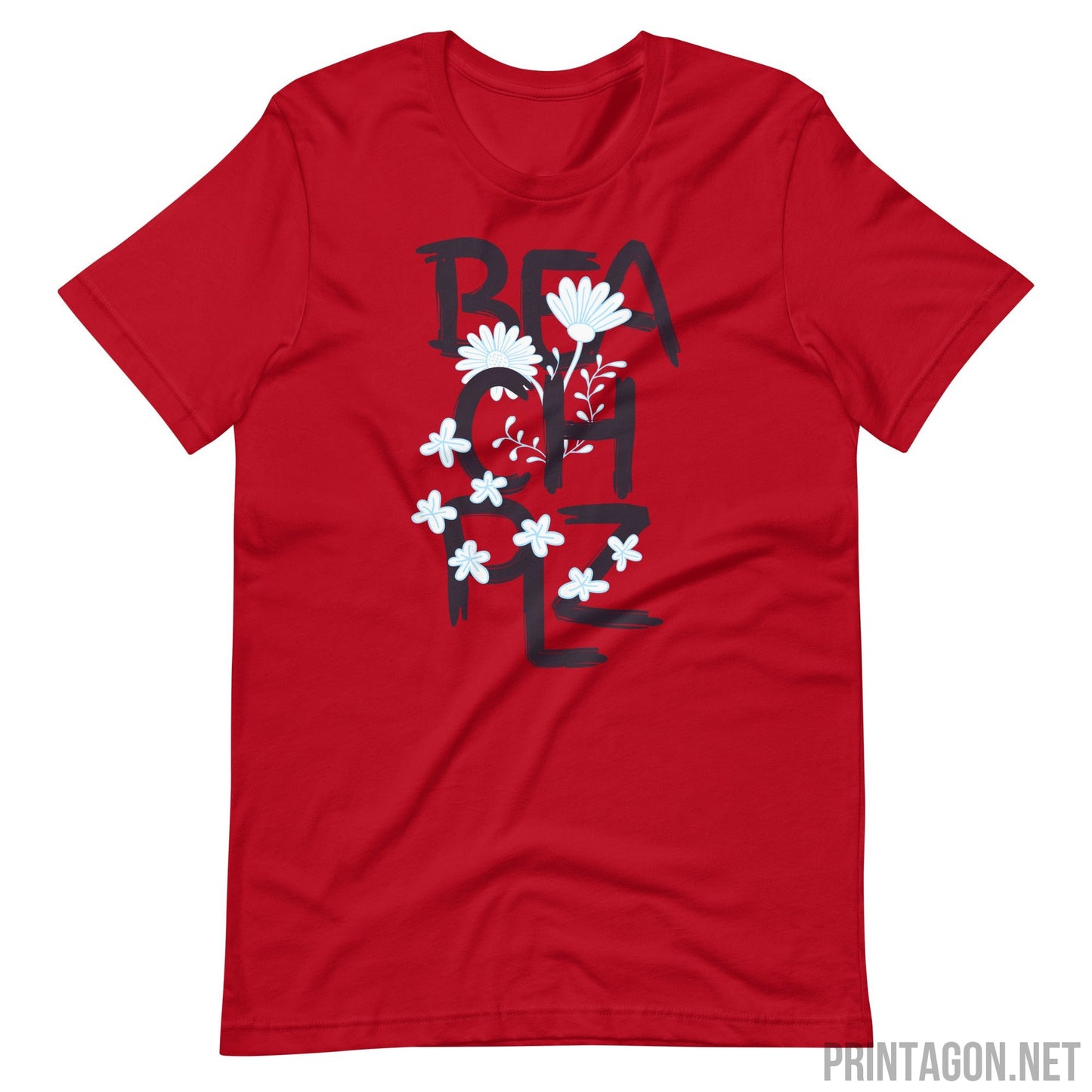 Printagon - Beach Plz- Unisex T-shirt - Red / XS