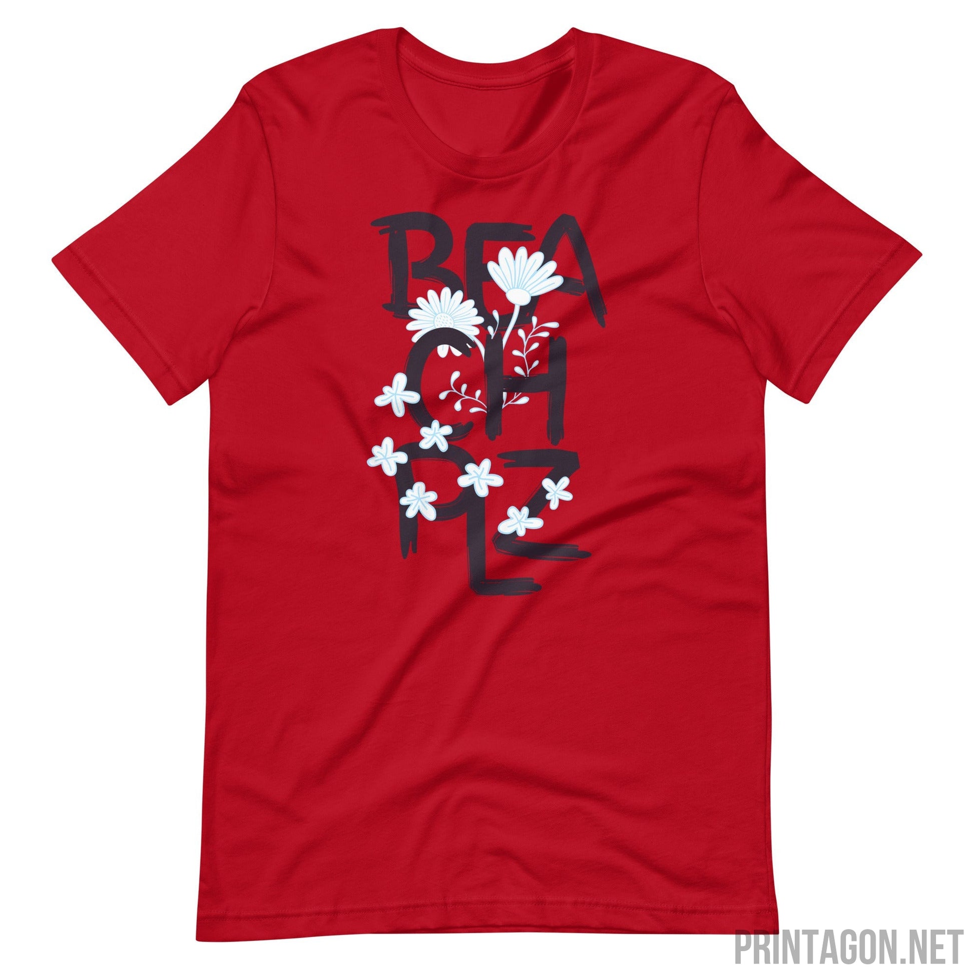 Printagon - Beach Plz- Unisex T-shirt - Red / XS