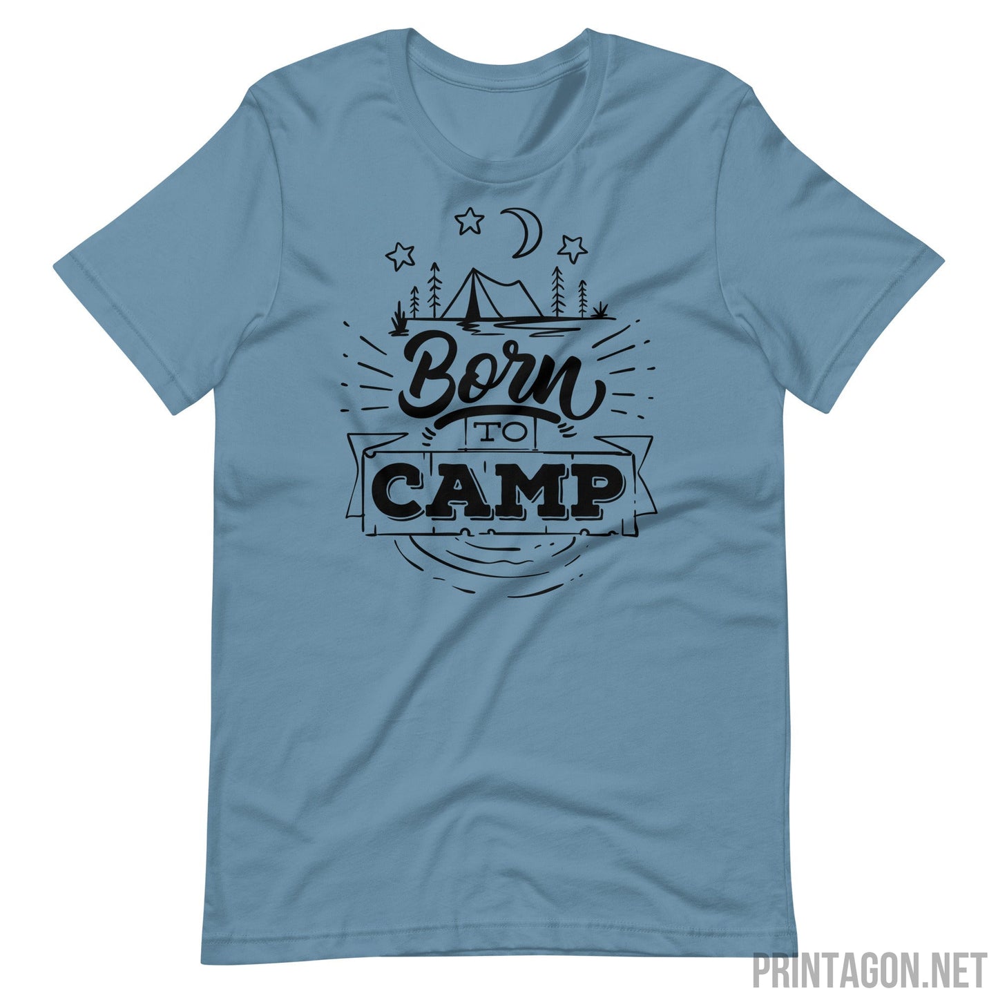 Printagon - Born To Camp 002 - Unisex T-shirt - Steel Blue / S