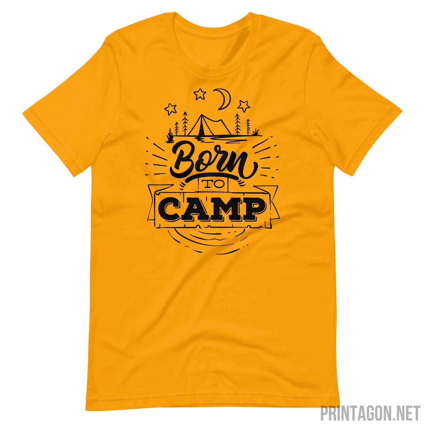 Printagon - Born To Camp 002 - Unisex T-shirt - Gold / S