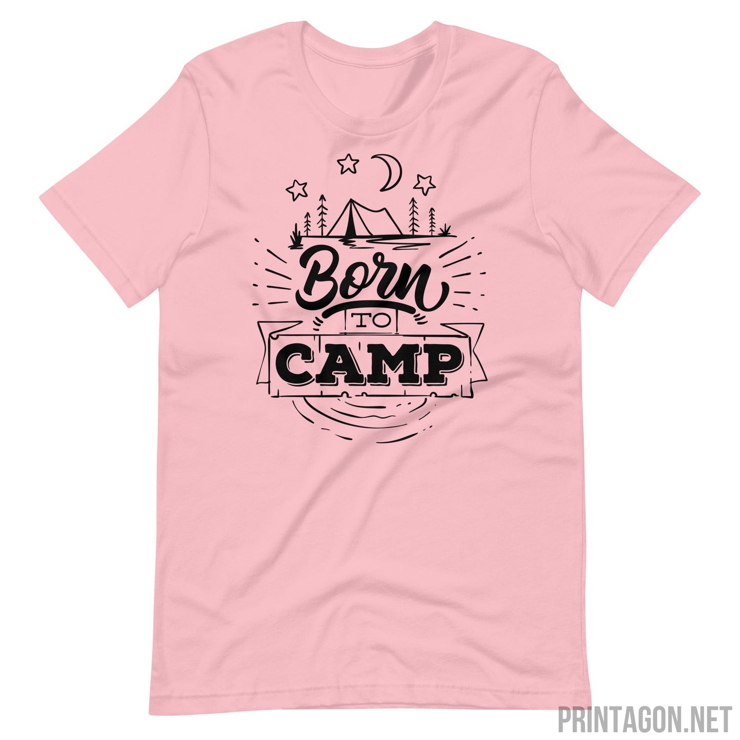 Printagon - Born To Camp 002 - Unisex T-shirt - Pink / S