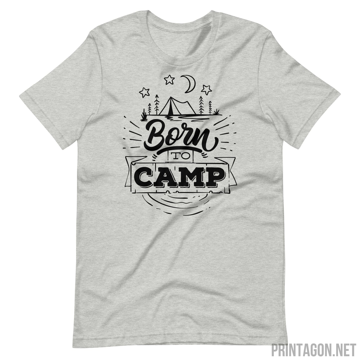 Printagon - Born To Camp 002 - Unisex T-shirt - Athletic Heather / XS