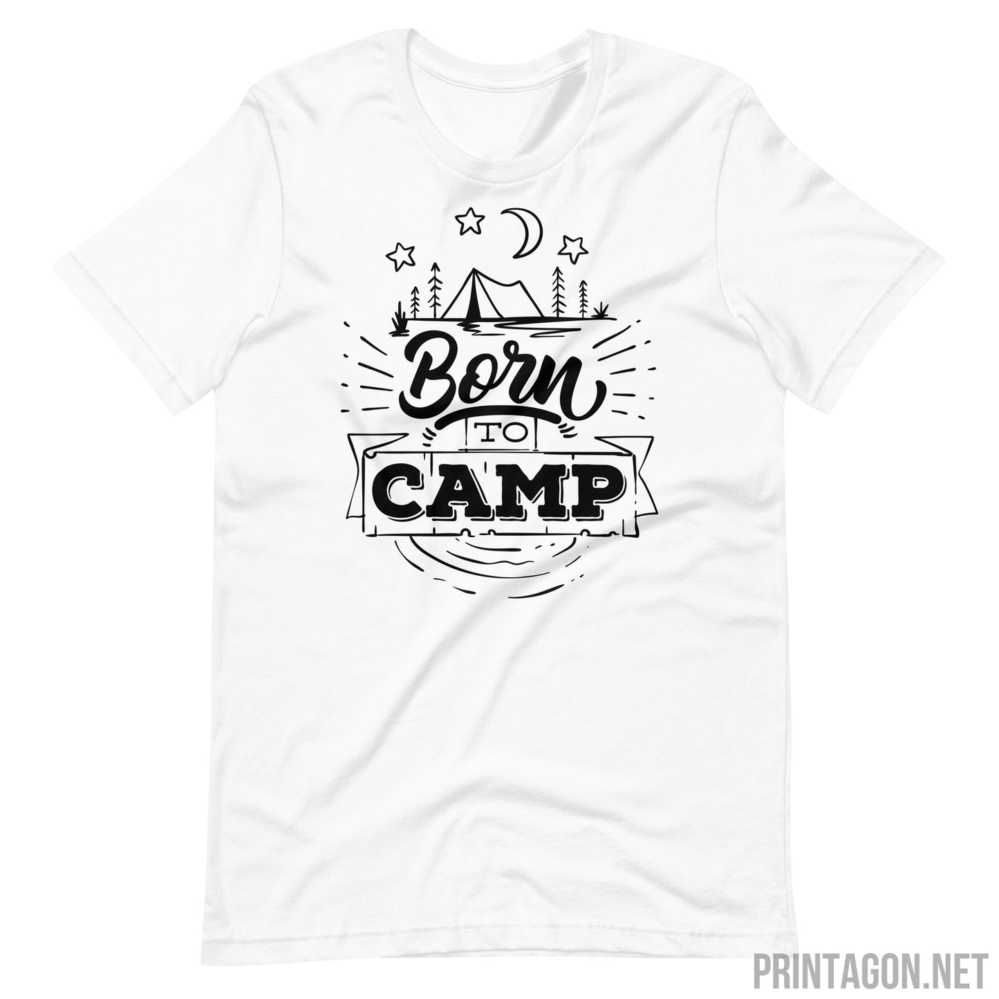 Printagon - Born To Camp 002 - Unisex T-shirt - White / XS