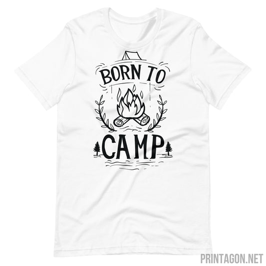 Printagon - Born To Camp - Unisex T-shirt - White / XS